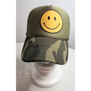 DTTO Camouflage Smiley Face Mesh Trucker Hat One Size Fits Most 100% Polyester